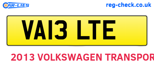VA13LTE are the vehicle registration plates.