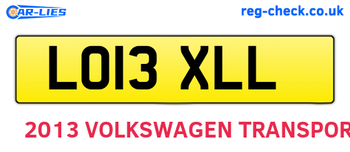 LO13XLL are the vehicle registration plates.