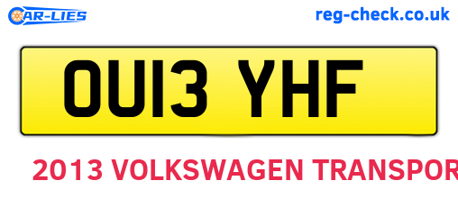 OU13YHF are the vehicle registration plates.