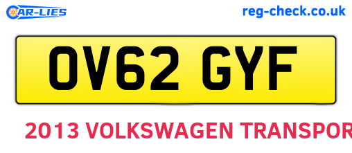 OV62GYF are the vehicle registration plates.