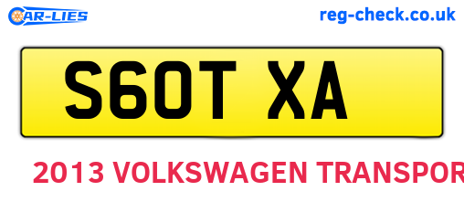 S60TXA are the vehicle registration plates.