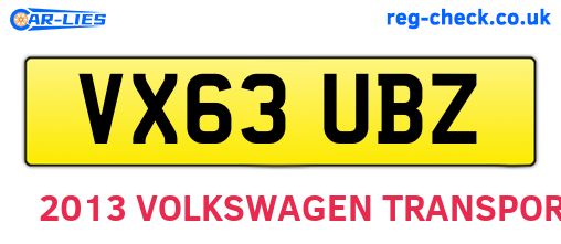 VX63UBZ are the vehicle registration plates.
