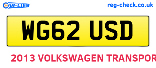 WG62USD are the vehicle registration plates.