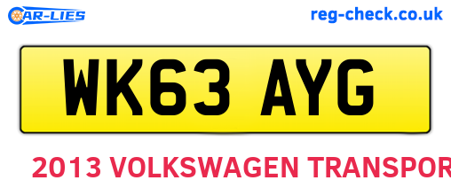 WK63AYG are the vehicle registration plates.