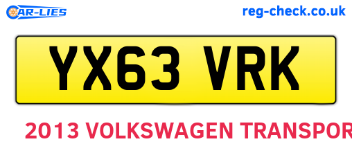 YX63VRK are the vehicle registration plates.