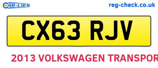 CX63RJV are the vehicle registration plates.