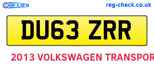 DU63ZRR are the vehicle registration plates.