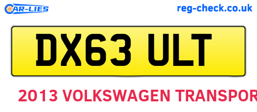 DX63ULT are the vehicle registration plates.