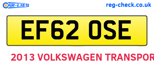 EF62OSE are the vehicle registration plates.