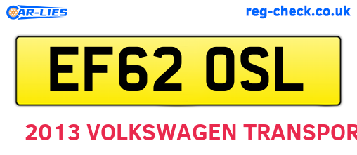 EF62OSL are the vehicle registration plates.
