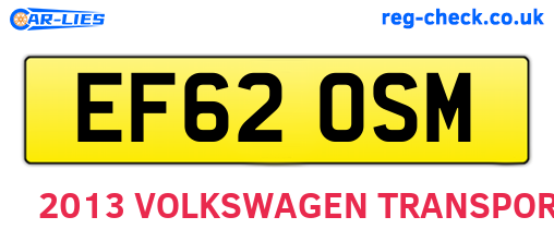 EF62OSM are the vehicle registration plates.