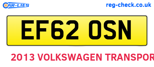 EF62OSN are the vehicle registration plates.