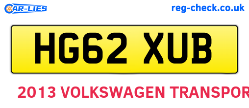 HG62XUB are the vehicle registration plates.
