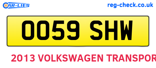 OO59SHW are the vehicle registration plates.