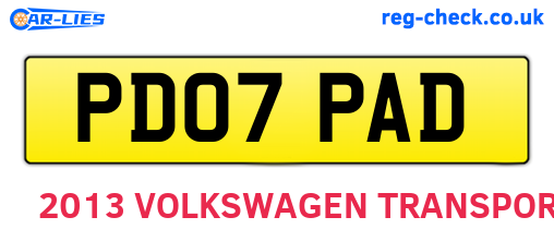 PD07PAD are the vehicle registration plates.