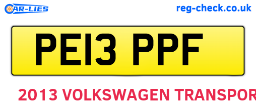 PE13PPF are the vehicle registration plates.