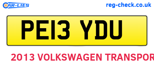 PE13YDU are the vehicle registration plates.