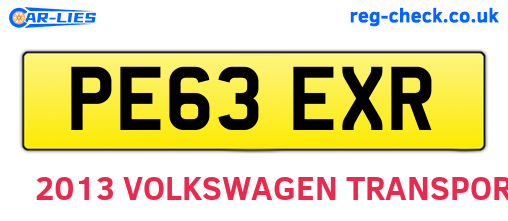 PE63EXR are the vehicle registration plates.