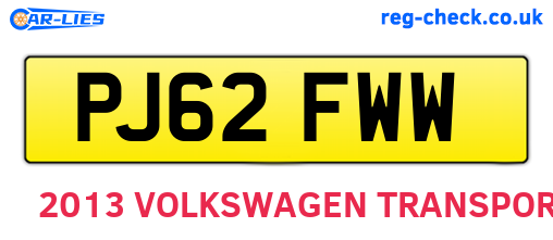 PJ62FWW are the vehicle registration plates.