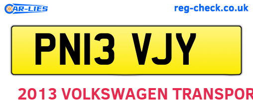 PN13VJY are the vehicle registration plates.