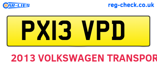 PX13VPD are the vehicle registration plates.