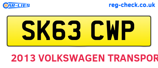 SK63CWP are the vehicle registration plates.