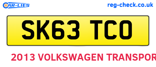 SK63TCO are the vehicle registration plates.