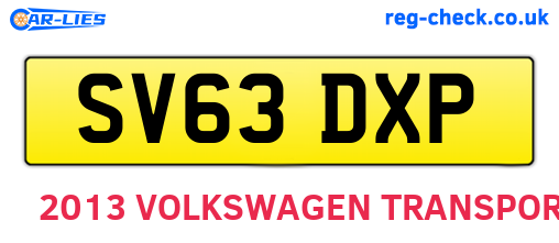 SV63DXP are the vehicle registration plates.
