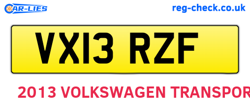 VX13RZF are the vehicle registration plates.