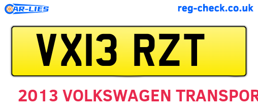 VX13RZT are the vehicle registration plates.