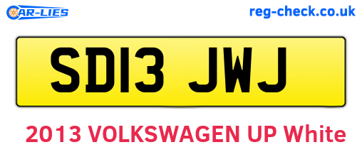 SD13JWJ are the vehicle registration plates.