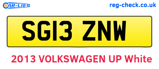 SG13ZNW are the vehicle registration plates.