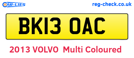 BK13OAC are the vehicle registration plates.