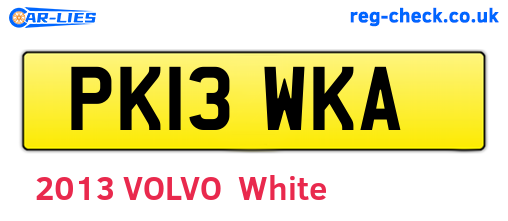 PK13WKA are the vehicle registration plates.