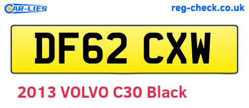 DF62CXW are the vehicle registration plates.