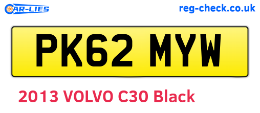 PK62MYW are the vehicle registration plates.