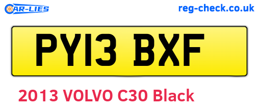 PY13BXF are the vehicle registration plates.