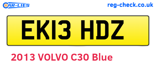 EK13HDZ are the vehicle registration plates.