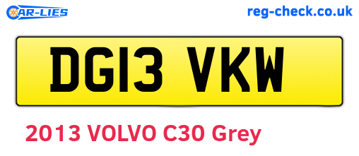 DG13VKW are the vehicle registration plates.