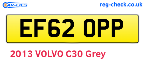 EF62OPP are the vehicle registration plates.