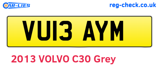 VU13AYM are the vehicle registration plates.