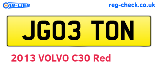 JG03TON are the vehicle registration plates.