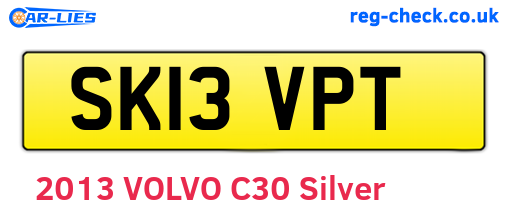 SK13VPT are the vehicle registration plates.