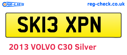 SK13XPN are the vehicle registration plates.