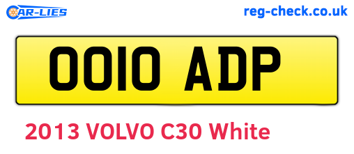 OO10ADP are the vehicle registration plates.
