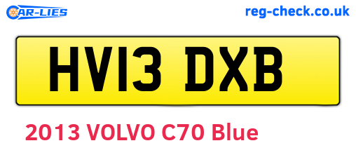 HV13DXB are the vehicle registration plates.