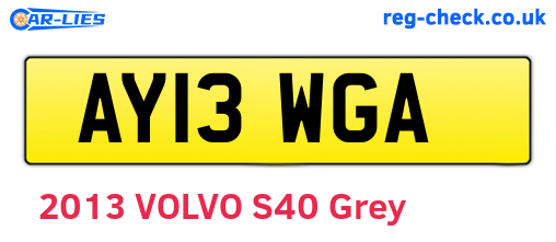 AY13WGA are the vehicle registration plates.
