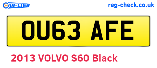 OU63AFE are the vehicle registration plates.