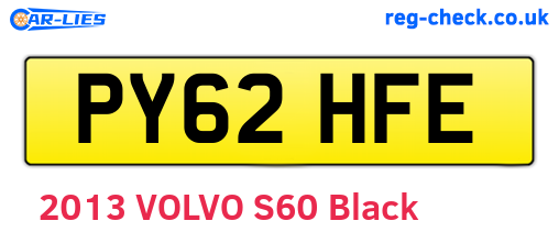PY62HFE are the vehicle registration plates.