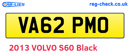 VA62PMO are the vehicle registration plates.